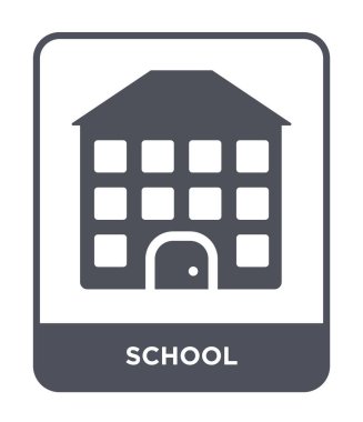 modaya uygun bir tasarım tarzı okul simgesi. Beyaz arka plan üzerinde izole okul simgesi. okul vektör simgesi basit ve modern düz sembolü.