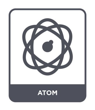 modaya uygun bir tasarım tarzı atom simgesi. Beyaz arka plan üzerinde izole atom simgesi. Atom vektör simgesi basit ve modern düz simgesi web sitesi, mobil, logo, app, UI. Atom simge vektör çizim, Eps10.
