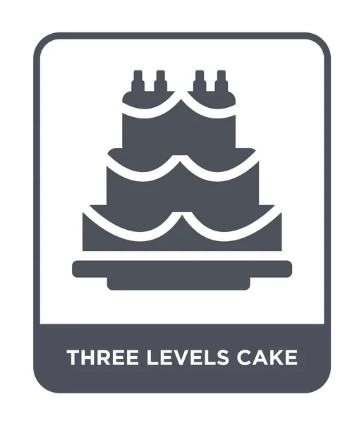 Icône Gâteau Trois Niveaux Dans Style Design Mode Trois Niveaux — Image vectorielle