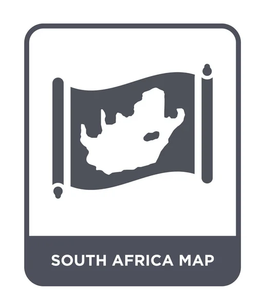 トレンディなデザイン スタイルで南アフリカ共和国地図アイコン 南アフリカ地図アイコンが白い背景に分離されました 南アフリカ地図ベクトル アイコン シンプルでモダンなフラット記号 — ストックベクタ