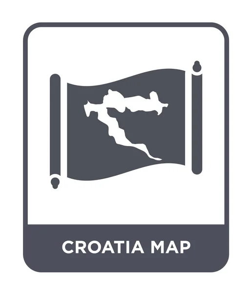 Kroatisches Kartensymbol Trendigen Design Stil Kroatien Landkarte Symbol Isoliert Auf — Stockvektor
