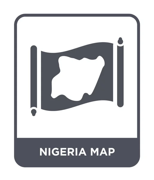 Nigeria Mapa Icono Estilo Diseño Moda Nigeria Mapa Icono Aislado — Vector de stock