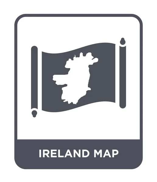 Irland Karta Ikon Trendig Designstil Irland Kartikon Isolerad Vit Bakgrund — Stock vektor