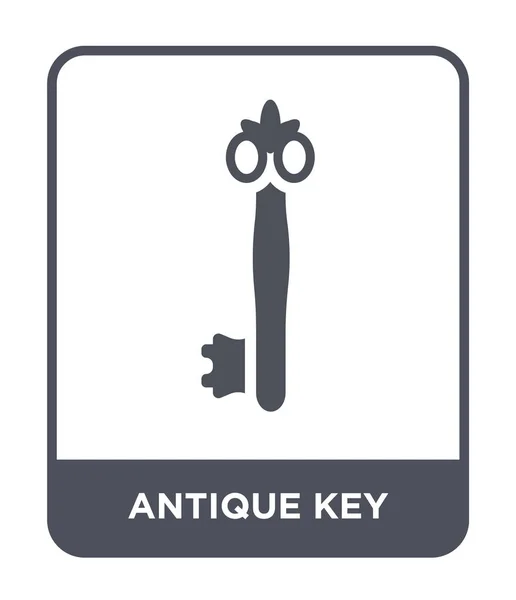 Antik Nyckel Symbolen Trendig Designstil Antika Nyckelikonen Isolerad Vit Bakgrund — Stock vektor