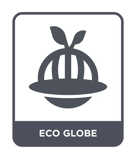 Eco Ikonę Kuli Ziemskiej Modny Styl Eco Glob Ikona Białym — Wektor stockowy
