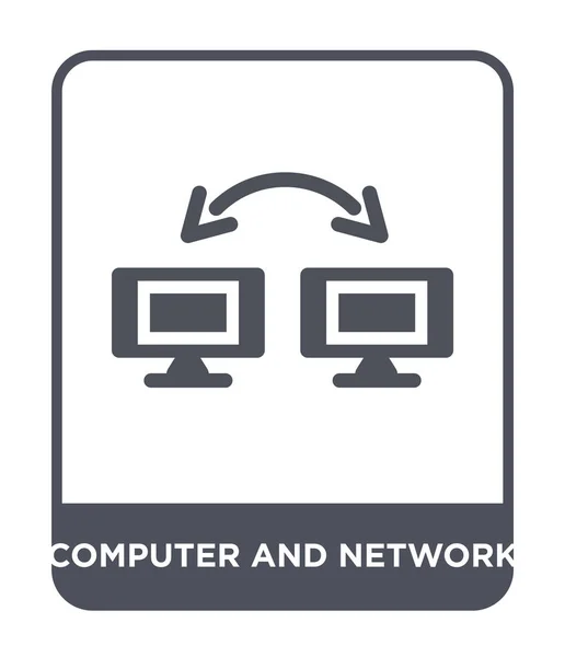 Υπολογιστή Και Δίκτυο Εικονίδιο Στην Μοντέρνα Στυλ Σχεδιασμού Υπολογιστή Και — Διανυσματικό Αρχείο