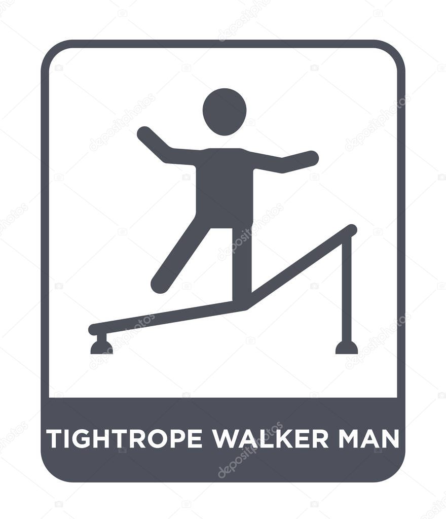 Tightrope walker man icon in trendy design style. tightrope walker man icon isolated on white background. tightrope walker man vector icon simple and modern flat symbol.