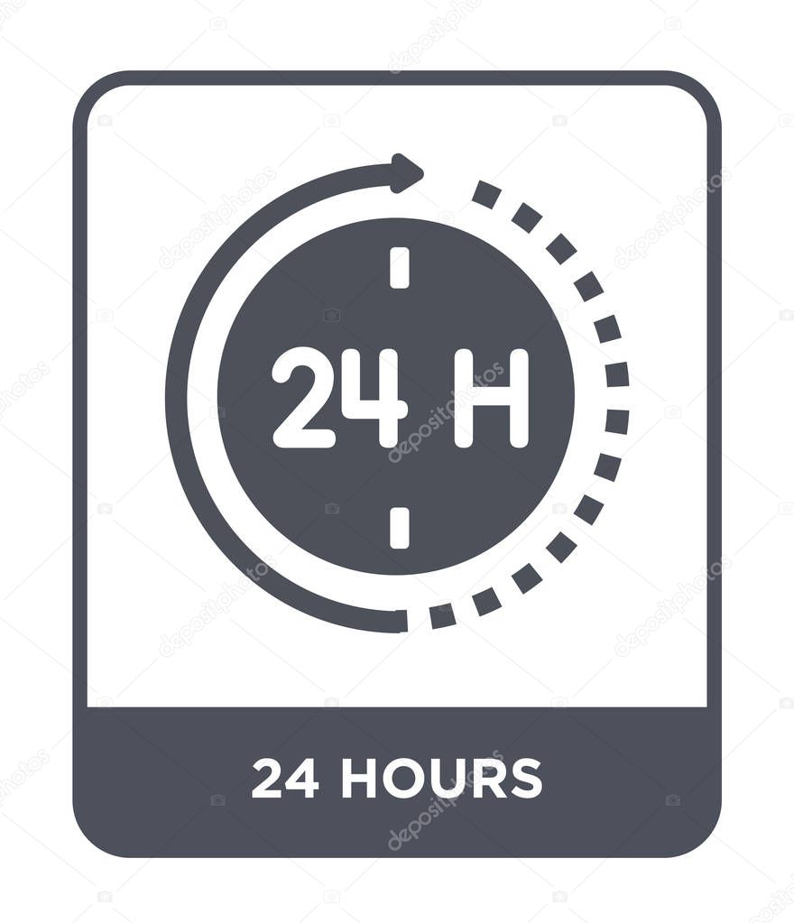 24 hours icon in trendy design style. 24 hours icon isolated on white background. 24 hours vector icon simple and modern flat symbol.