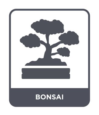 modaya uygun bir tasarım tarzı Bonsai simgesi. Beyaz arka plan üzerinde izole bonsai simgesi. Bonsai vektör simgesi basit ve modern düz sembolü.