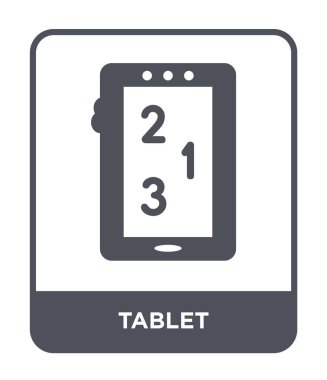 modaya uygun bir tasarım tarzı Tablet simgesi. Beyaz arka plan üzerinde izole tablet simgesi. Tablet vektör simgesi basit ve modern düz sembolü.