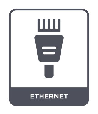 modaya uygun bir tasarım tarzı Ethernet simgesi. Beyaz arka plan üzerinde izole ethernet simgesi. Ethernet vektör simgesi basit ve modern düz sembolü.