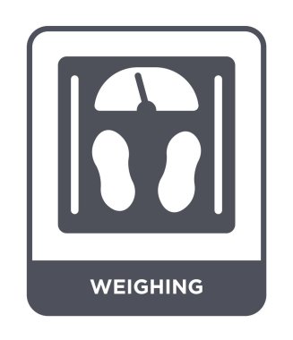 modaya uygun bir tasarım tarzı tartı simgesi. Beyaz arka plan üzerinde izole simgesi ağırlığında. Tartı vektör simgesi basit ve modern düz sembolü.