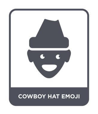 modaya uygun bir tasarım tarzı kovboy şapkası emoji simgesi. kovboy şapkası emoji simgesi beyaz arka plan üzerinde izole. kovboy şapkası emoji vektör simgesi basit ve modern düz sembolü.