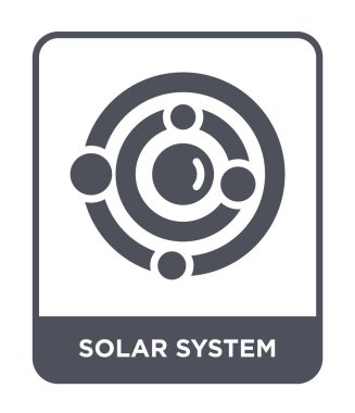 modaya uygun bir tasarım tarzı güneş sistem kutsal kişilerin resmi. Güneş sistemi simgesi beyaz arka plan üzerinde izole. Güneş sistemi vektör simgesi basit ve modern düz sembolü.