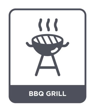 modaya uygun bir tasarım tarzı Barbekü ızgara simgesi. Barbekü ızgara simgesi beyaz arka plan üzerinde izole. Barbekü ızgara vektör simgesi basit ve modern düz sembolü.