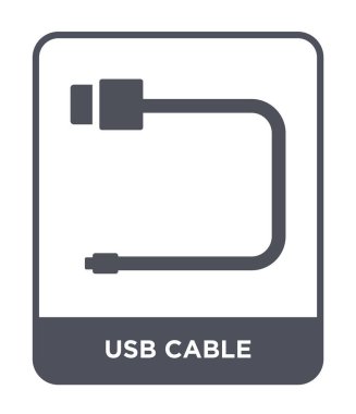 USB kablo simgesini modaya uygun bir tasarım tarzı. usb kablo simgesi beyaz arka plan üzerinde izole. USB kablosu vektör simgesi basit ve modern düz sembolü.