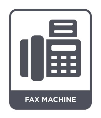 Faks makinesi simgesi modaya uygun bir tasarım tarzı. Faks makinesi simgesi beyaz arka plan üzerinde izole. Faks makinesi vektör simgesi basit ve modern düz sembolü.