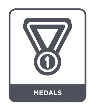 modaya uygun bir tasarım tarzı madalya simgesi. Beyaz arka plan üzerinde izole madalya simgesi. madalya vektör simgesi basit ve modern düz sembolü.