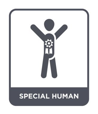 modaya uygun bir tasarım tarzı özel insan simgesi. Beyaz arka plan üzerinde izole özel insan kutsal kişilerin resmi. özel insan vektör simgesi basit ve modern düz sembolü.