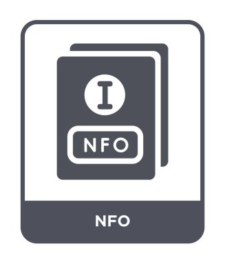 modaya uygun bir tasarım tarzı NFO simgesi. Beyaz arka plan üzerinde izole nfo simgesi. NFO vektör simgesi basit ve modern düz simgesi web sitesi, mobil, logo, app, UI. NFO simge vektör çizim, Eps10.