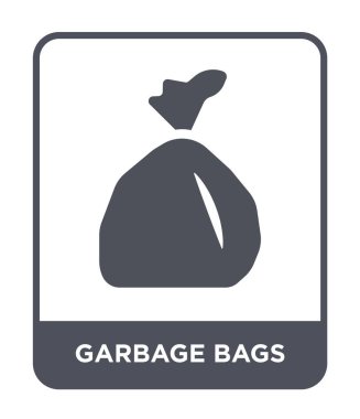 Çöp torbaları simgesi modaya uygun bir tasarım tarzı. Çöp torbaları simgesi beyaz arka plan üzerinde izole. Çöp torbaları simgesi basit ve modern düz simge vektör.