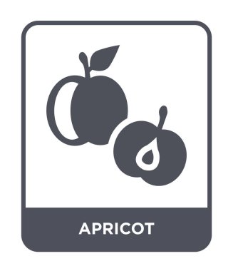 kayısı simgesi modaya uygun bir tasarım tarzı. kayısı simgesi beyaz arka plan üzerinde izole. kayısı vektör simgesi basit ve modern düz sembolü.