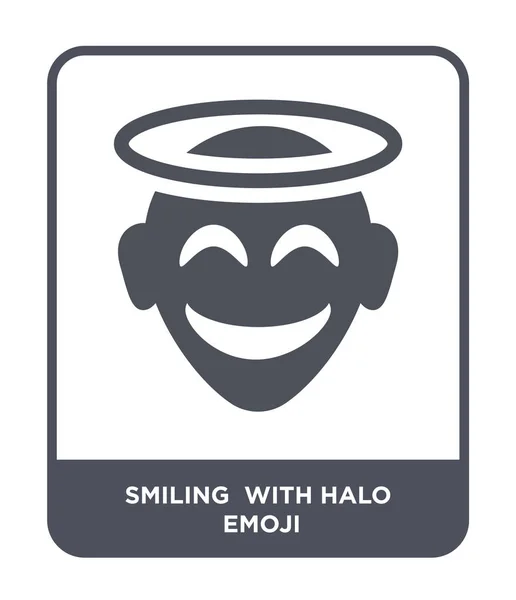 Sorrindo Com Ícone Emoji Halo Estilo Design Moderno Sorrindo Com — Vetor de Stock
