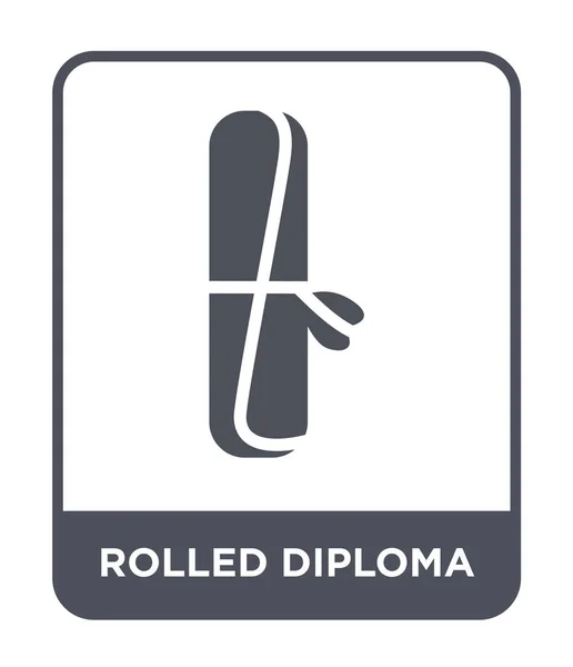 Diploma Simgesi Modaya Uygun Bir Tasarım Tarzında Haddelenmiş Beyaz Arka — Stok Vektör