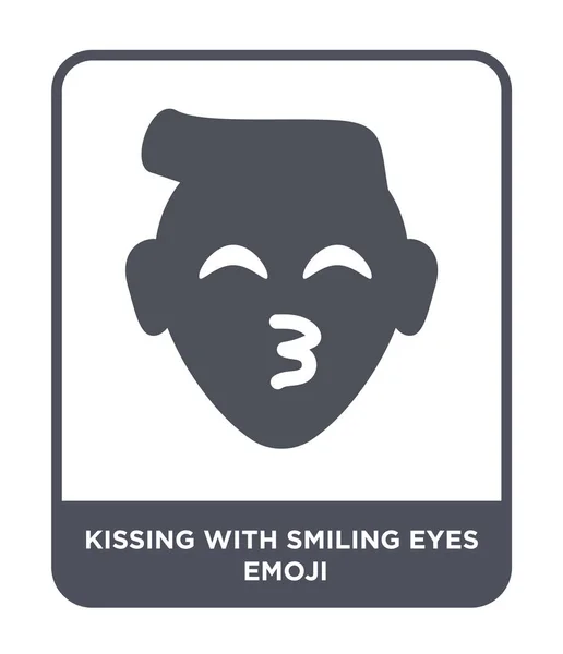 Beijando Com Olhos Sorridentes Ícone Emoji Estilo Design Moderno Beijando — Vetor de Stock