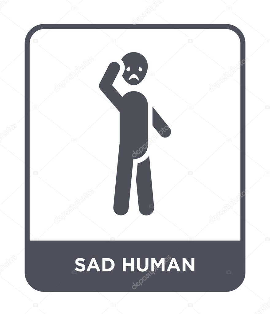 Sad human icon in trendy design style. sad human icon isolated on white background. sad human vector icon simple and modern flat symbol.