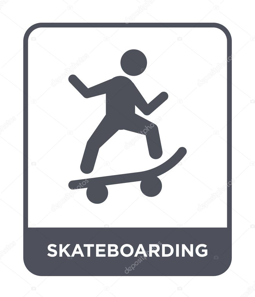 Skateboarding icon in trendy design style. skateboarding icon isolated on white background. skateboarding vector icon simple and modern flat symbol.