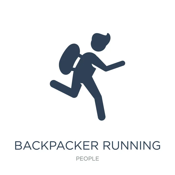 Backpacker Kolejny Wektor Ikona Białym Tle Backpacker Kolejny Modny Wypełnione — Wektor stockowy