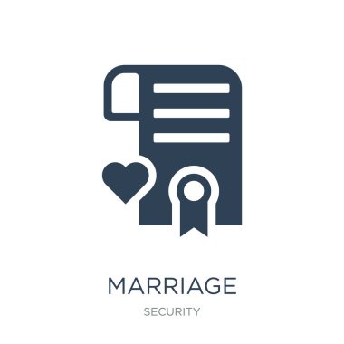 evlilik sertifika simge vektör beyaz arka plan üzerinde evlilik sertifika trendy güvenlik koleksiyonu, evlilik sertifika vektör çizim simgeler dolu.