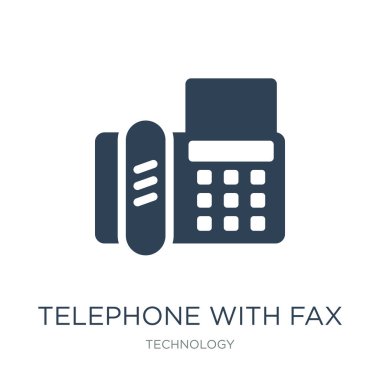 Beyaz arka plan üzerinde Faks simge vektör ile telefon, telefon ile Faks trendy dolu simgeler teknoloji koleksiyonundan, telefon ile Faks vektör çizim