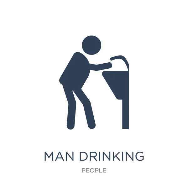 人饮用水在公共场所图标向量在白色背景 人饮用水在公共场所时尚填装图标从人收藏 — 图库矢量图片