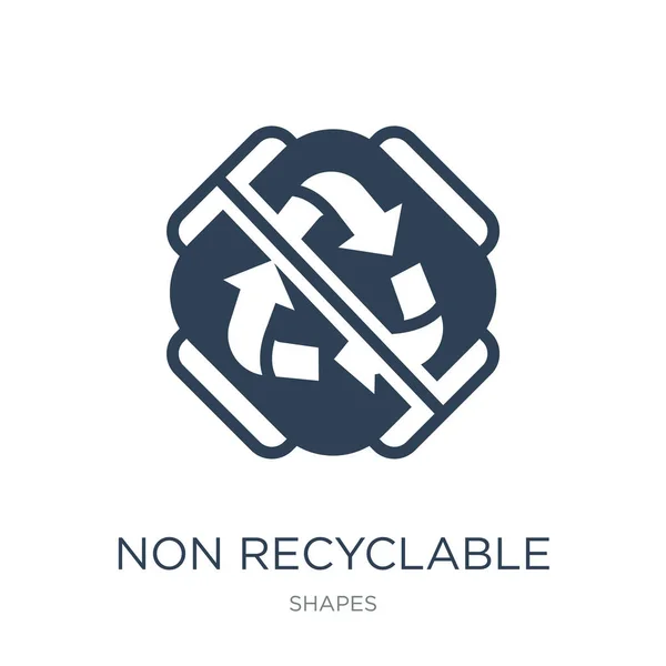 Non Recyclable Icon Vector White Background Non Recyclable Trendy Filled — Stock Vector