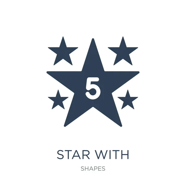 Estrella Con Vector Icono Número Cinco Fondo Blanco Estrella Con — Vector de stock