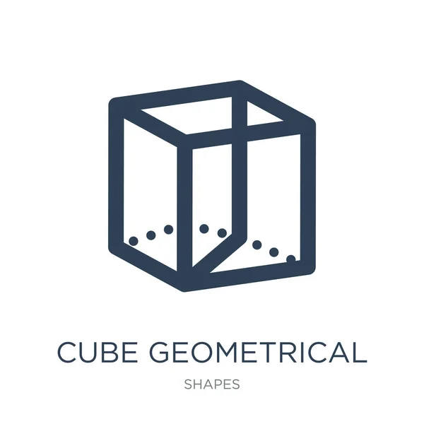 Vetor Ícone Geométrico Cubo Fundo Branco Ícones Cheios Moda Geométrica — Vetor de Stock