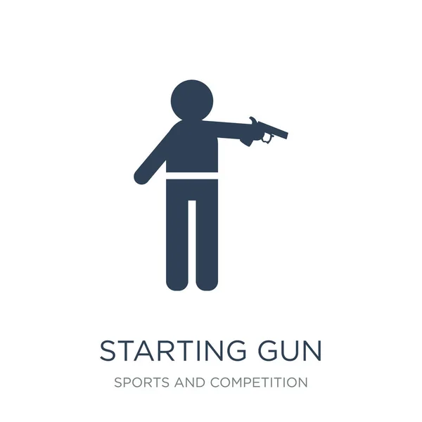 开始枪图标向量在白色背景 开始枪时尚填装图标从体育和比赛收藏 开始枪向量例证 — 图库矢量图片