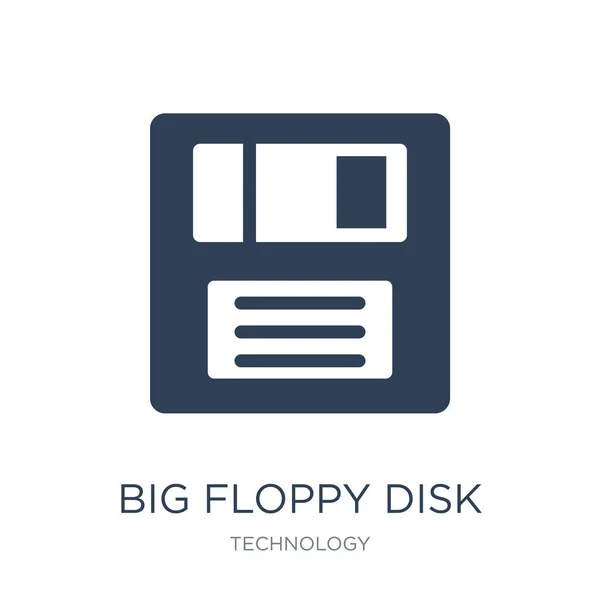 白い背景に大きなフロッピー ディスク アイコン ベクトル 大きなフロッピー ディスクのトレンディな充填技術コレクション 大きなフロッピー ディスクのベクトル図からのアイコン — ストックベクタ