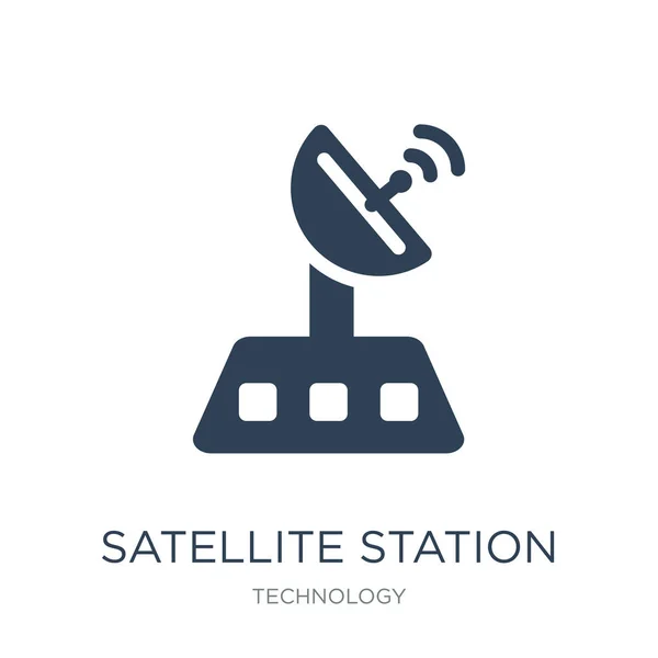 Satellitstation Ikonen Vektor Vit Bakgrund Satellit Station Trendiga Fylld Ikoner — Stock vektor