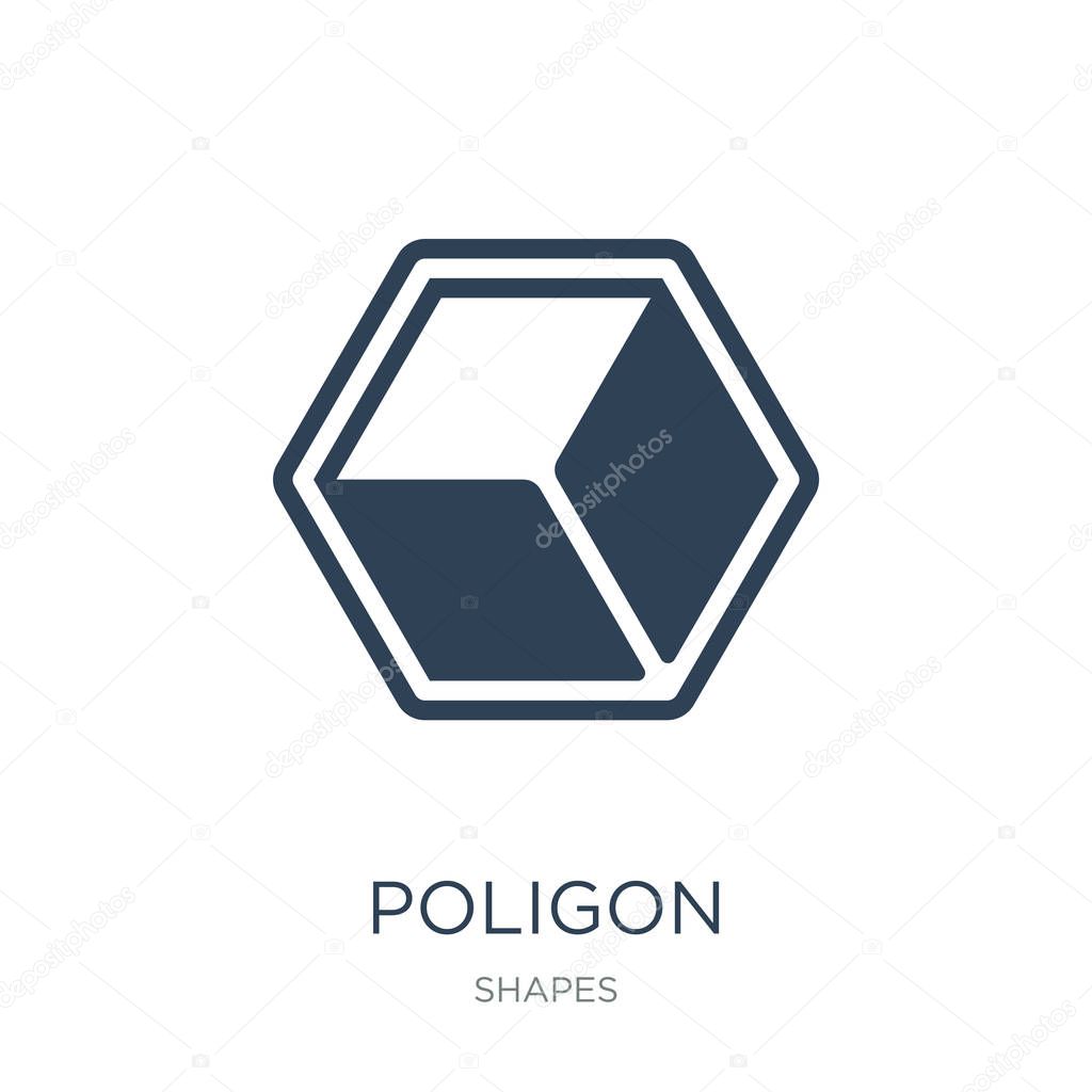 poligon icon vector on white background, poligon trendy filled icons from Shapes collection, poligon vector illustration