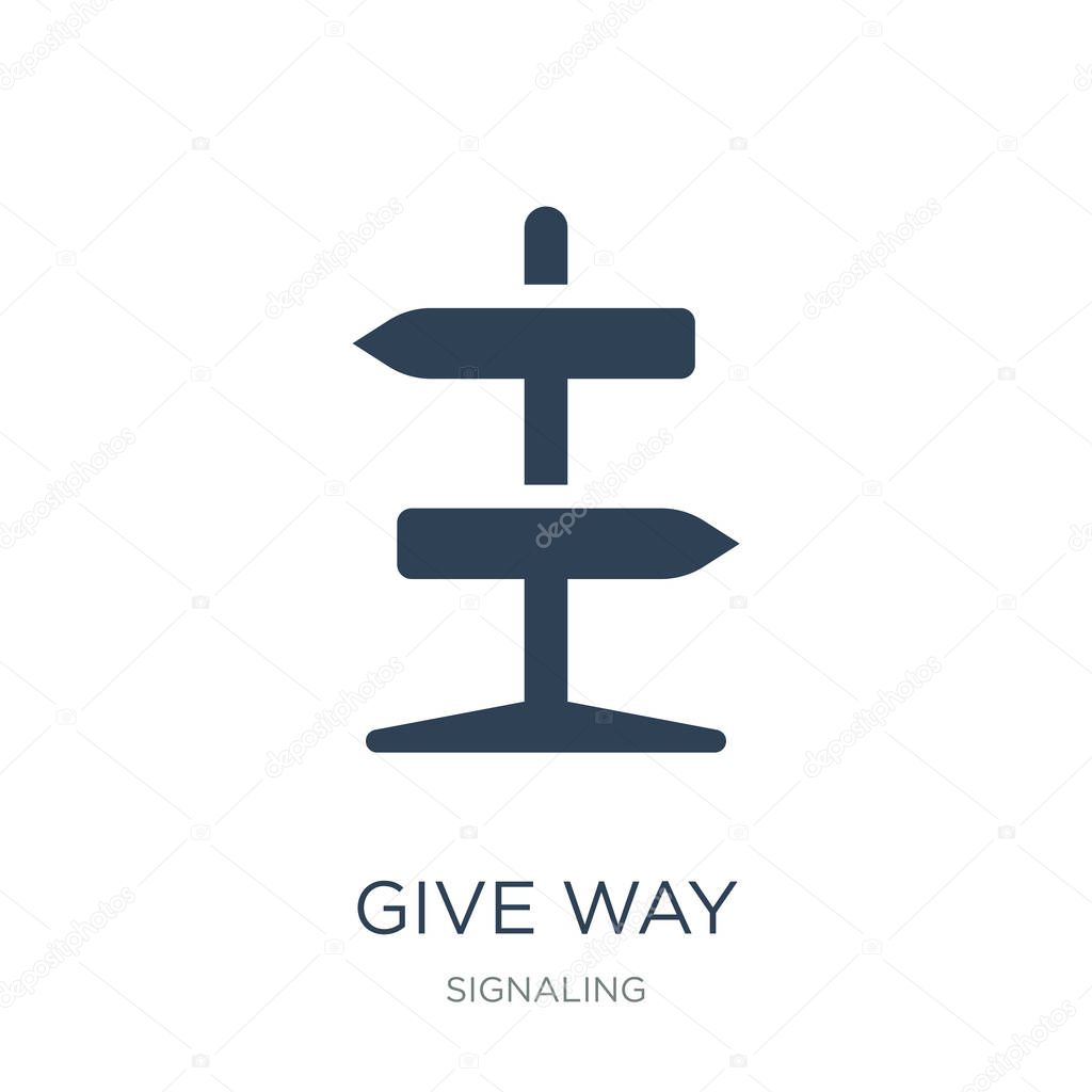 Give way icon vector on white background, give way trendy filled icons from Signaling collection, give way vector illustration