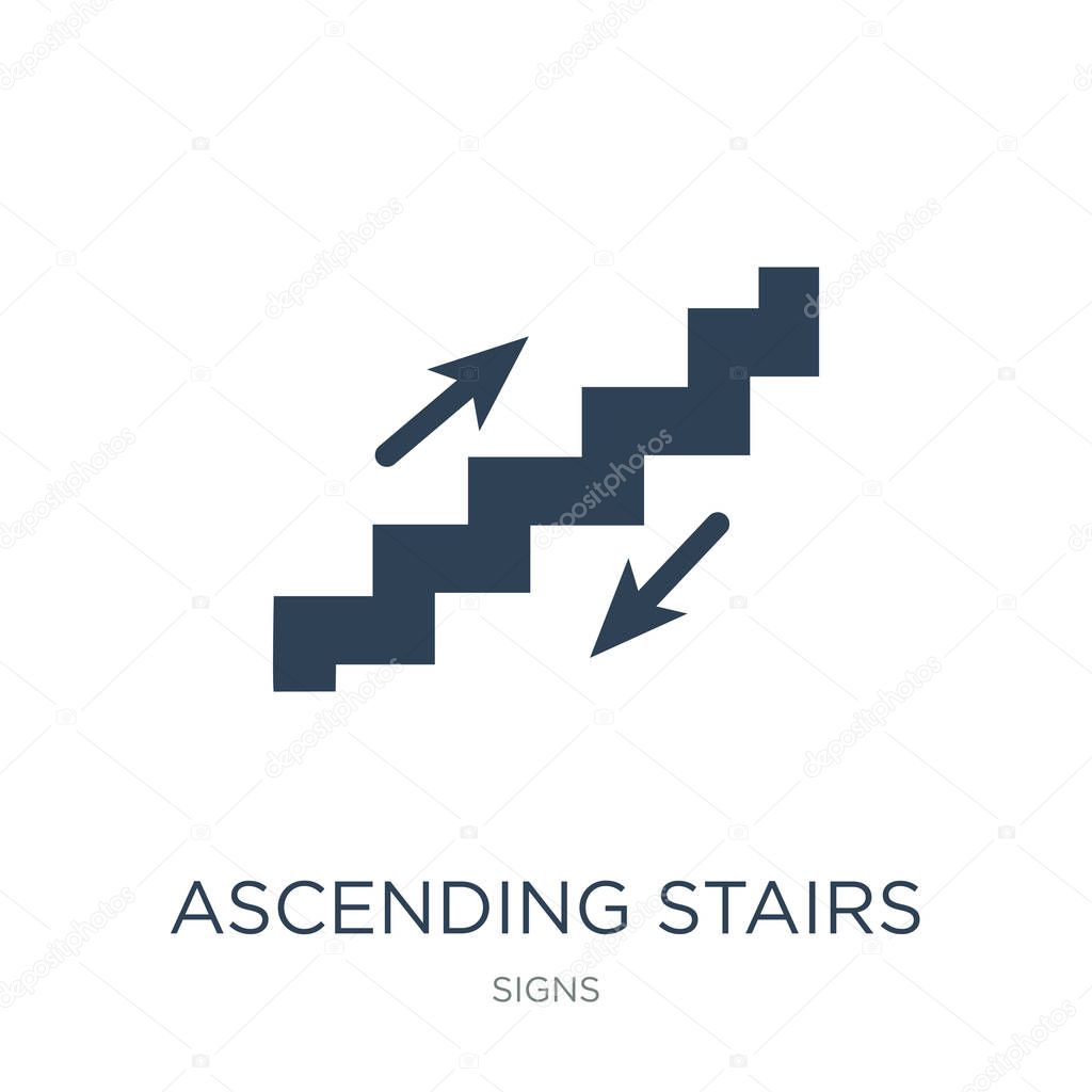 Ascending stairs icon vector on white background, ascending stairs trendy filled icons from Signs collection, ascending stairs vector illustration
