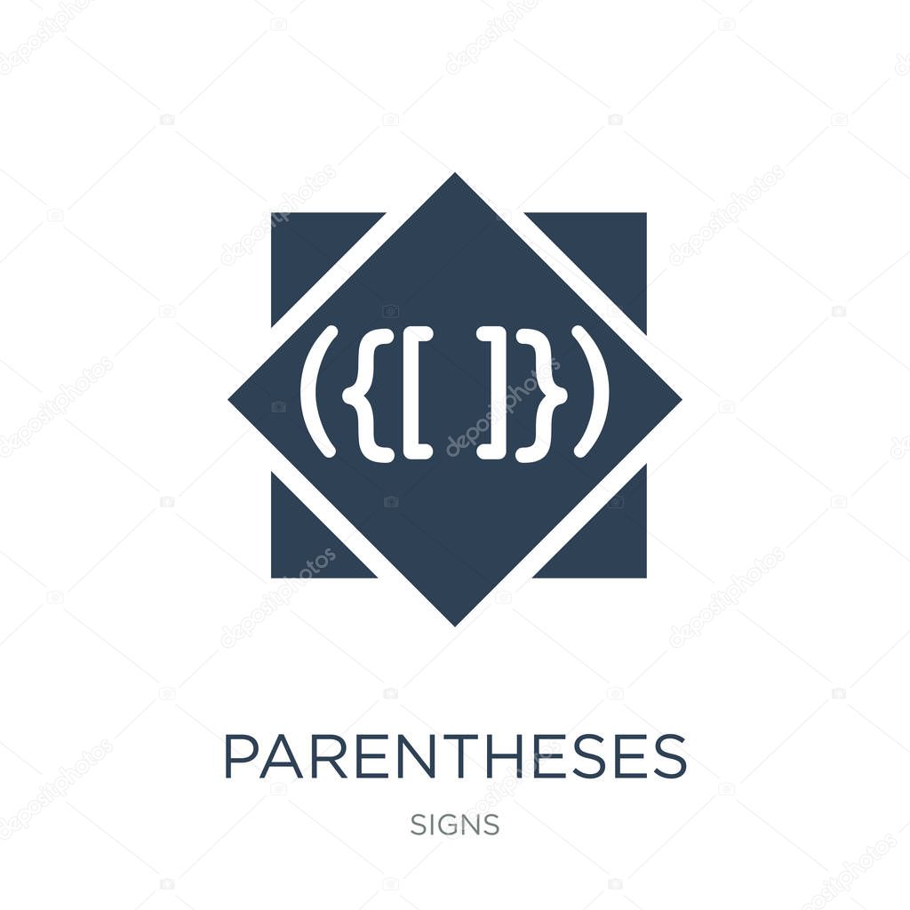 parentheses grouping icon vector on white background, parentheses grouping trendy filled icons from Signs collection, parentheses grouping vector illustration