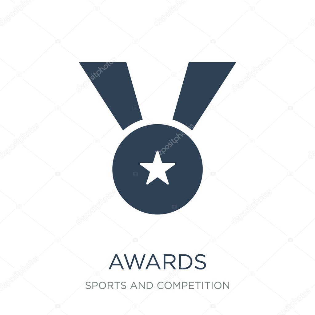 Awards icon vector on white background, awards trendy filled icons from Sports and competition collection, awards vector illustration