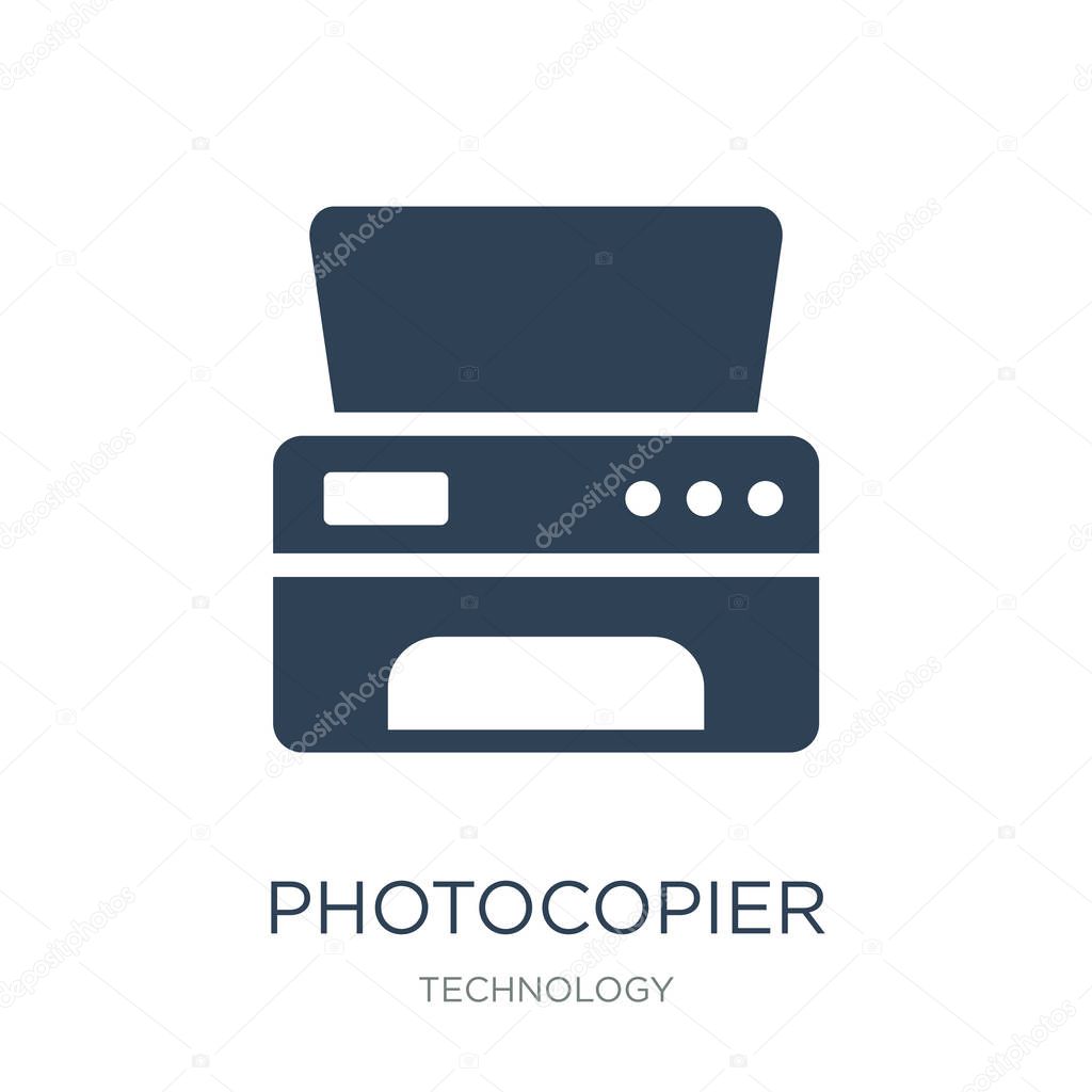 photocopier icon vector on white background, photocopier trendy filled icons from Technology collection, photocopier vector illustration