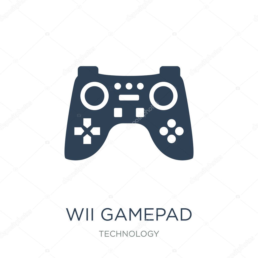 Wii gamepad icon vector on white background, wii gamepad trendy filled icons from Technology collection, wii gamepad vector illustration