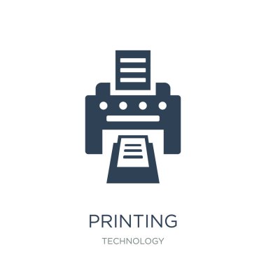 Beyaz arka plan, trendy dolu simgeler vektör çizim yazdırma teknoloji koleksiyonundan yazdırma üzerinde baskı simge vektör