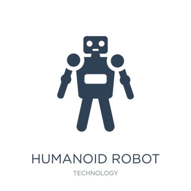 insansı robot simge vektör beyaz zemin üzerine, insansı robot trendy simgeler teknoloji Collection, insansı robot vektör çizim dolu.